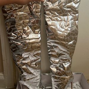 Beautiful Silver Thigh High Boots!!!